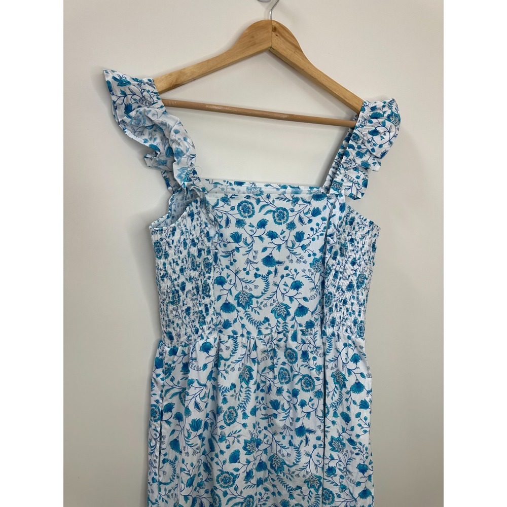 Draper James Paisley Flutter Strap Smocked Midi Dress Large Wedding Coquette - Picture 14 of 16